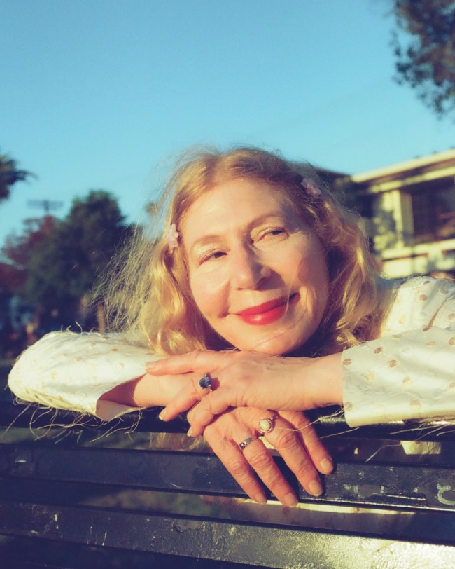 Portrait of Robin Schorr, the musician Blond in Car