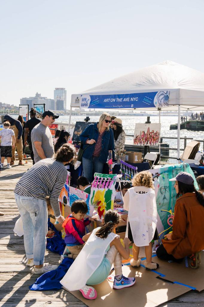 Families enjoying art activities at Taste of the Seaport